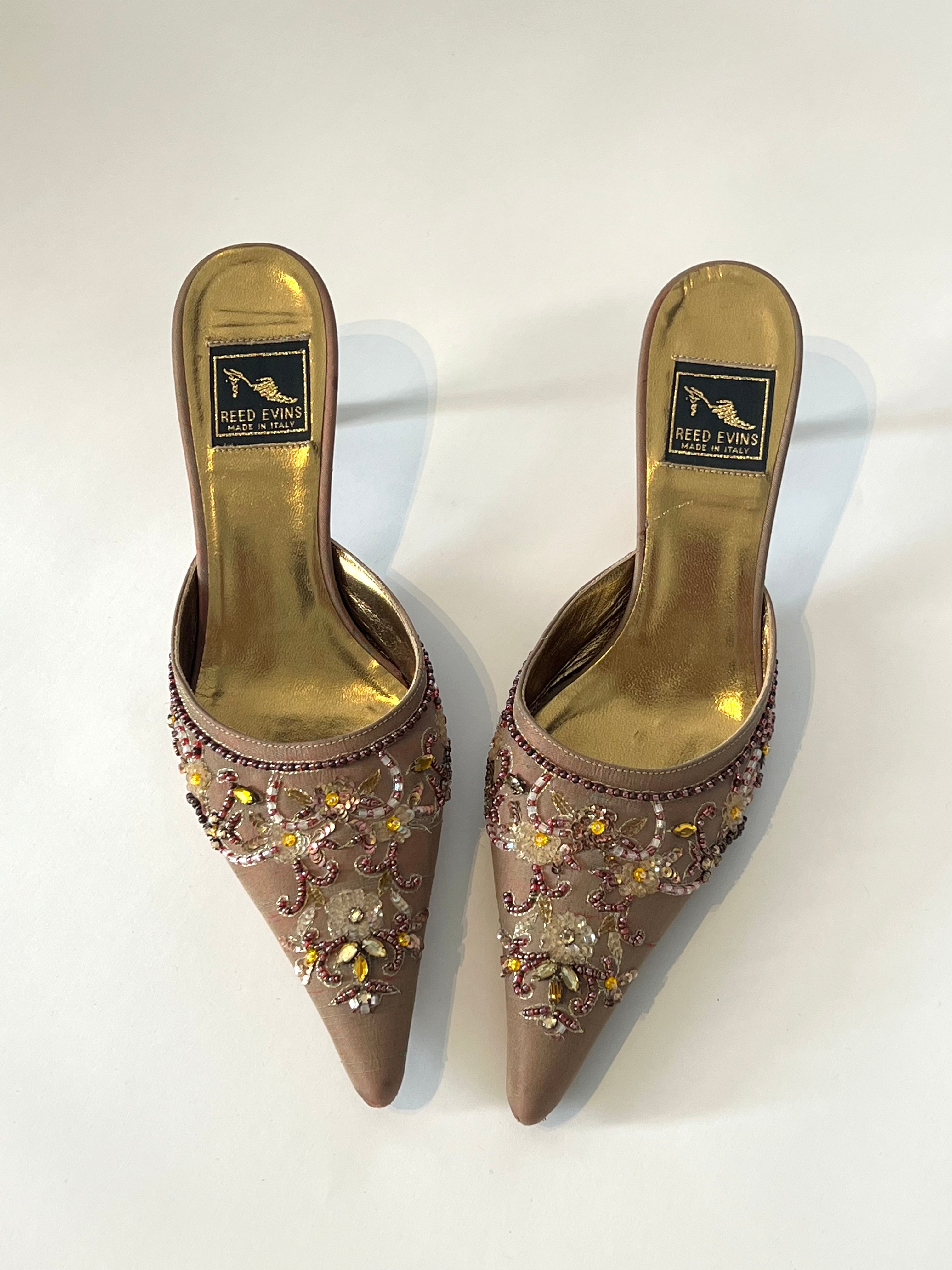 Vintage Beaded Mules Size 7.5