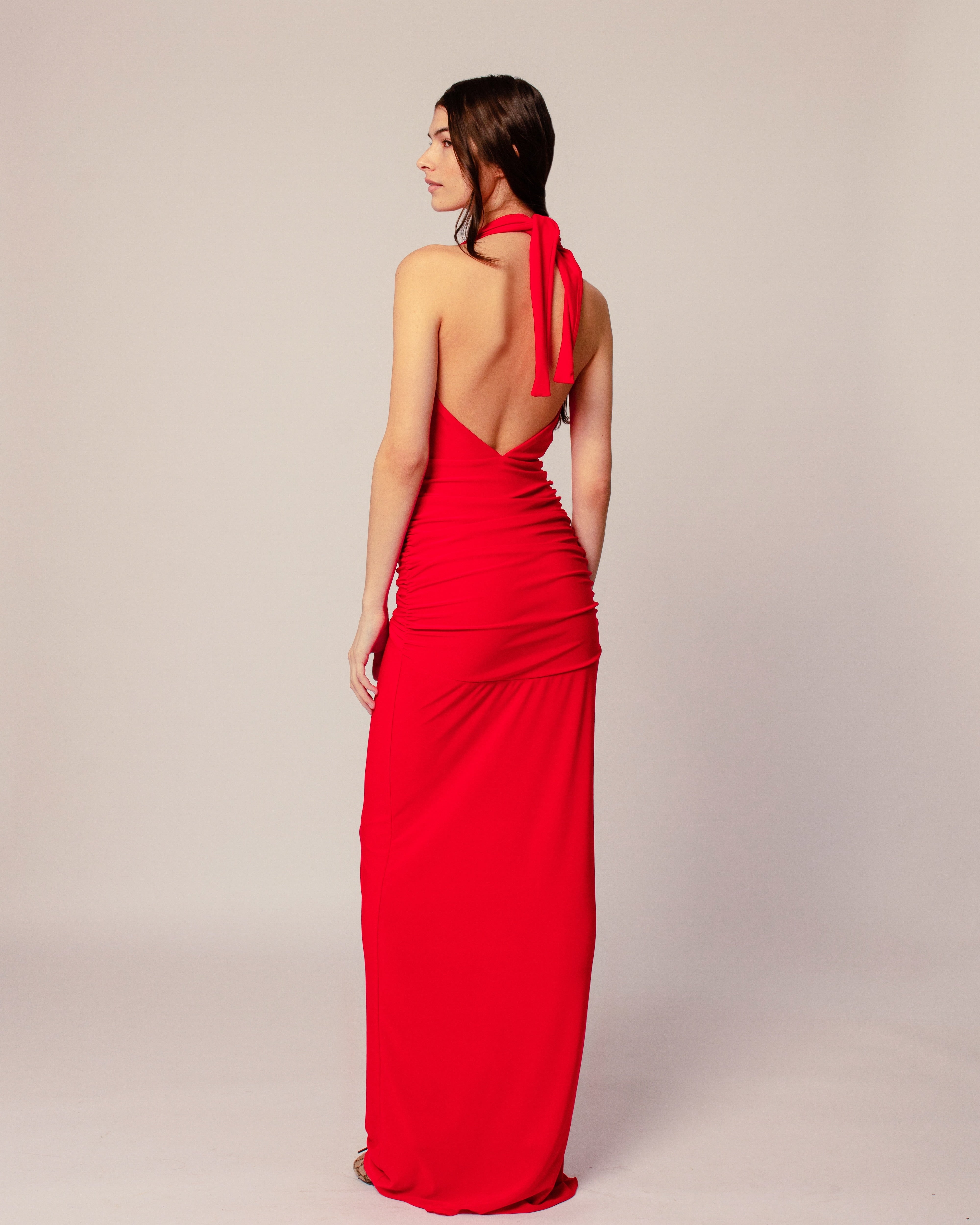 Halter Dress in Candy Apple Red