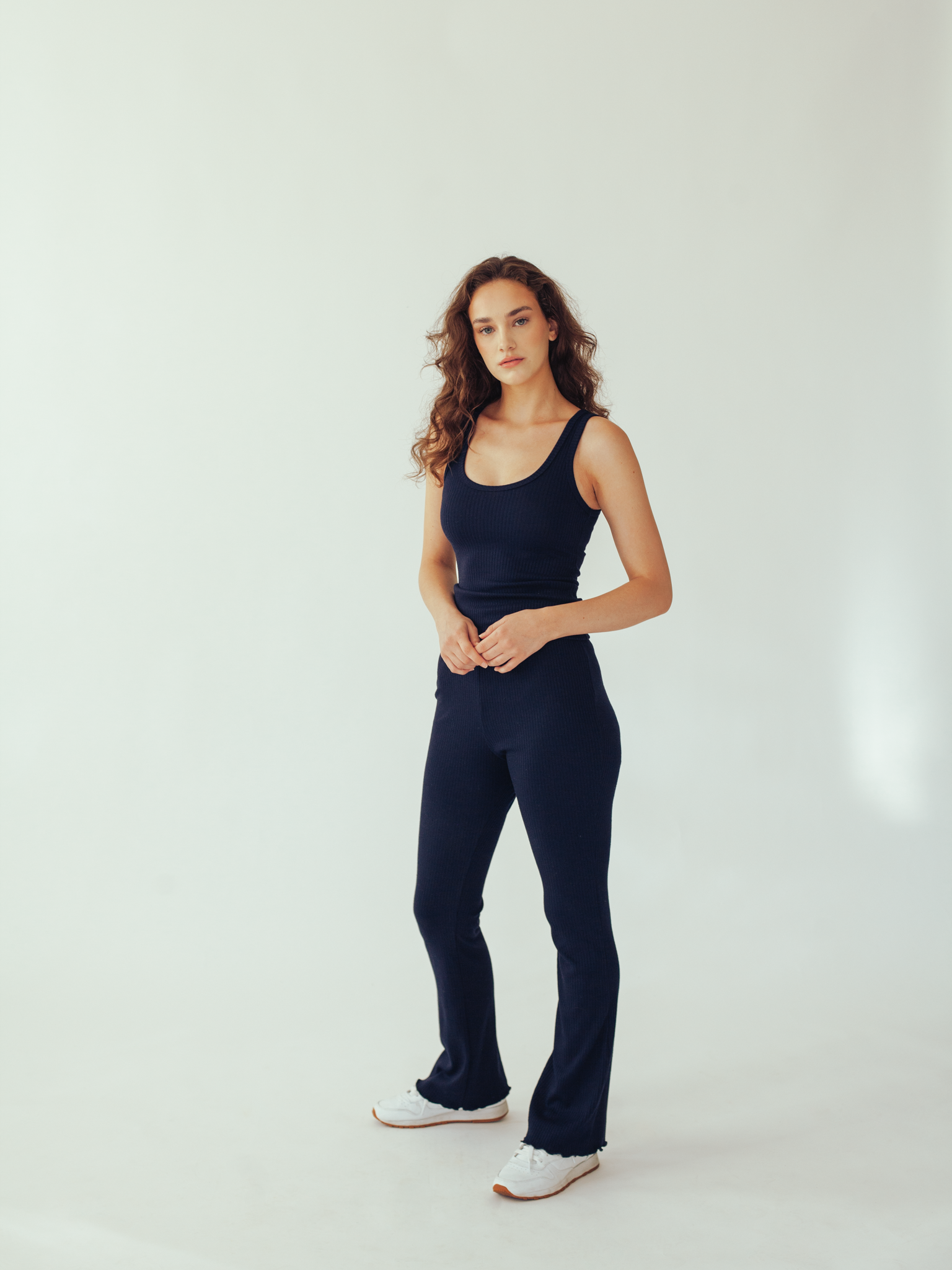 Ribbed Knit Tank in Navy