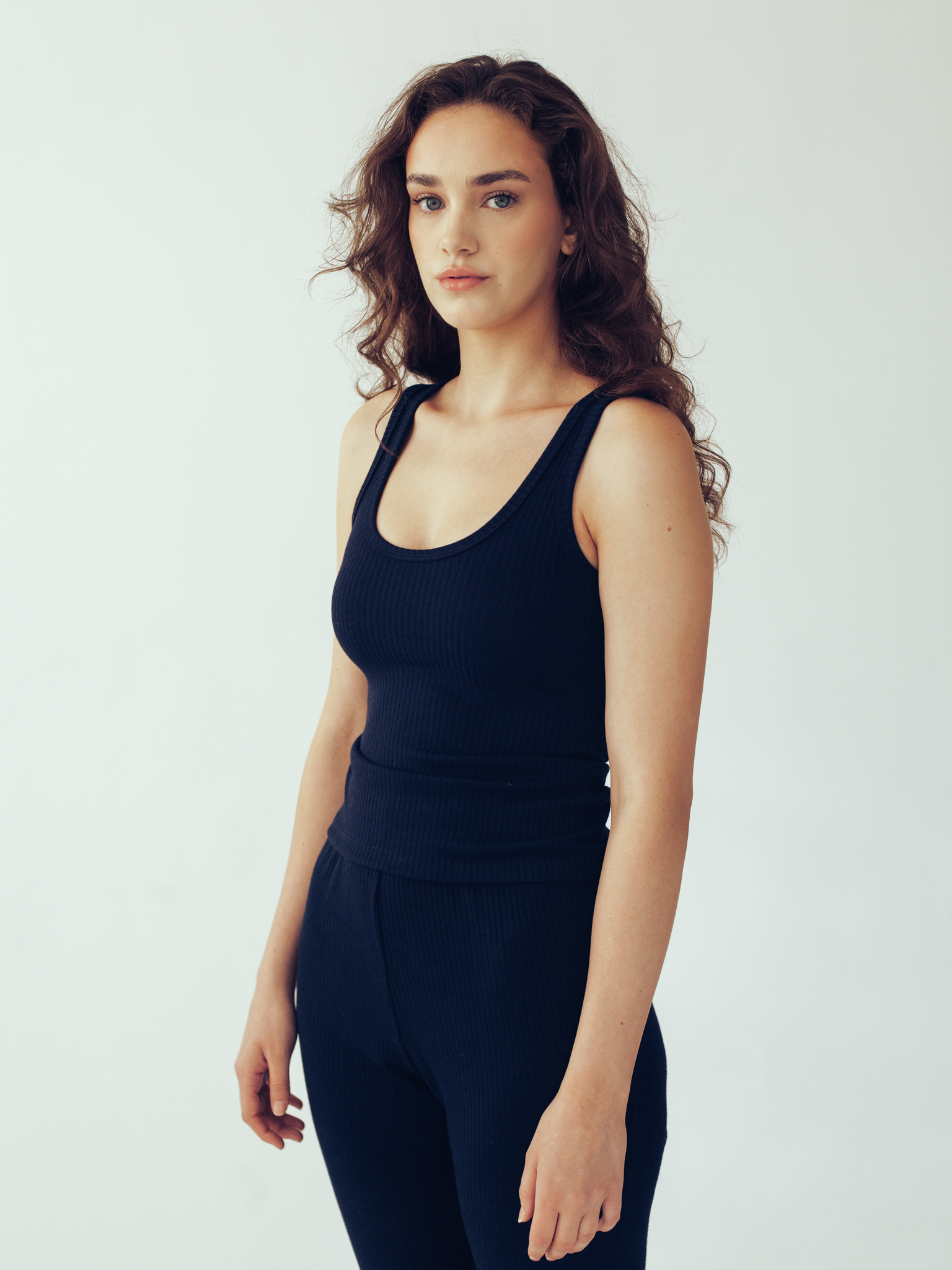 Ribbed Knit Tank in Navy