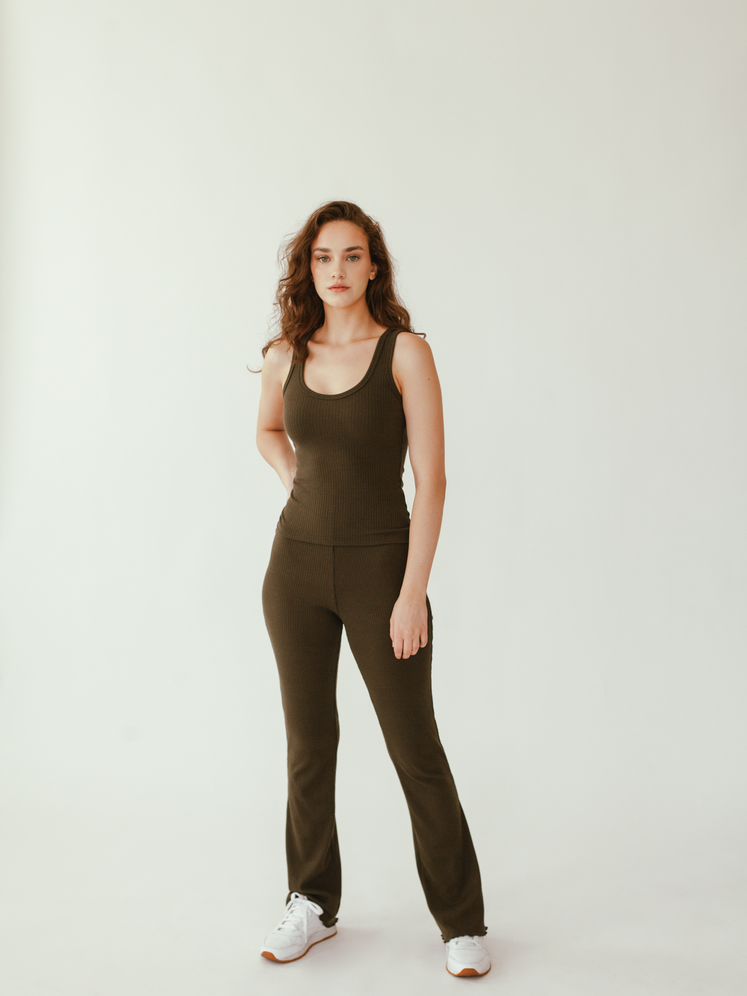 Ribbed Knit Tank in Olive