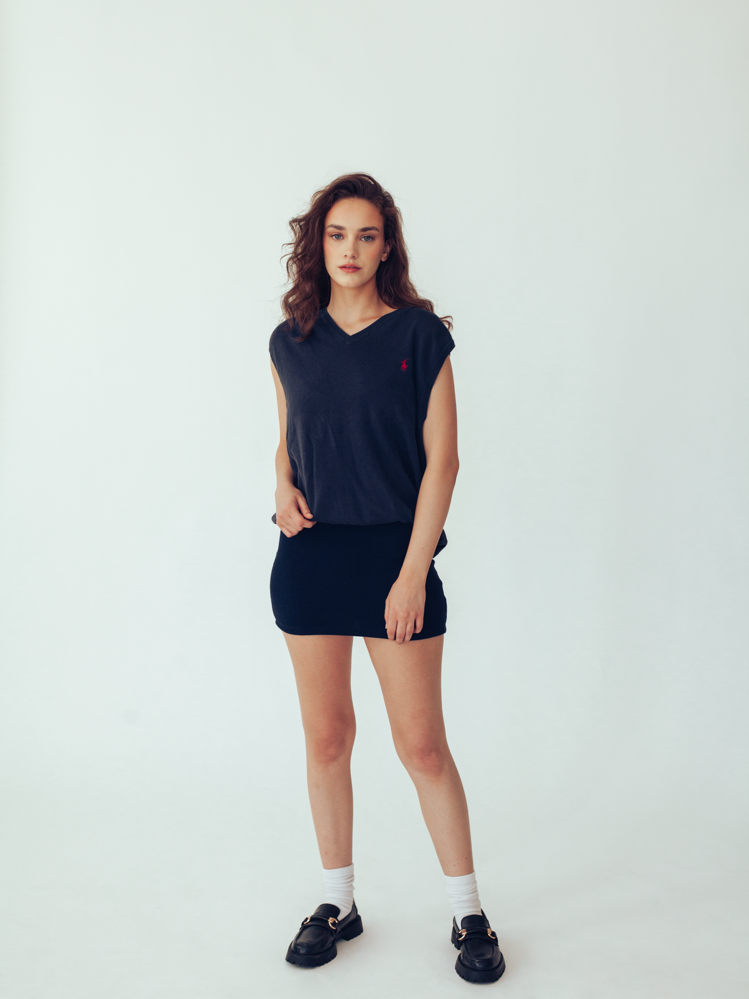 Knit Mini Skirt in Navy