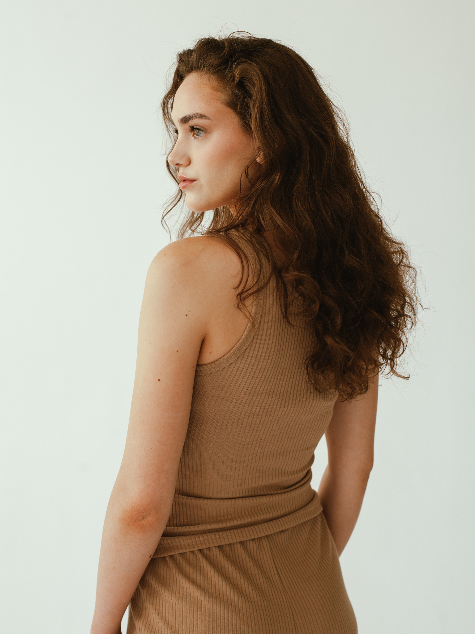 Ribbed Knit Tank in Camel