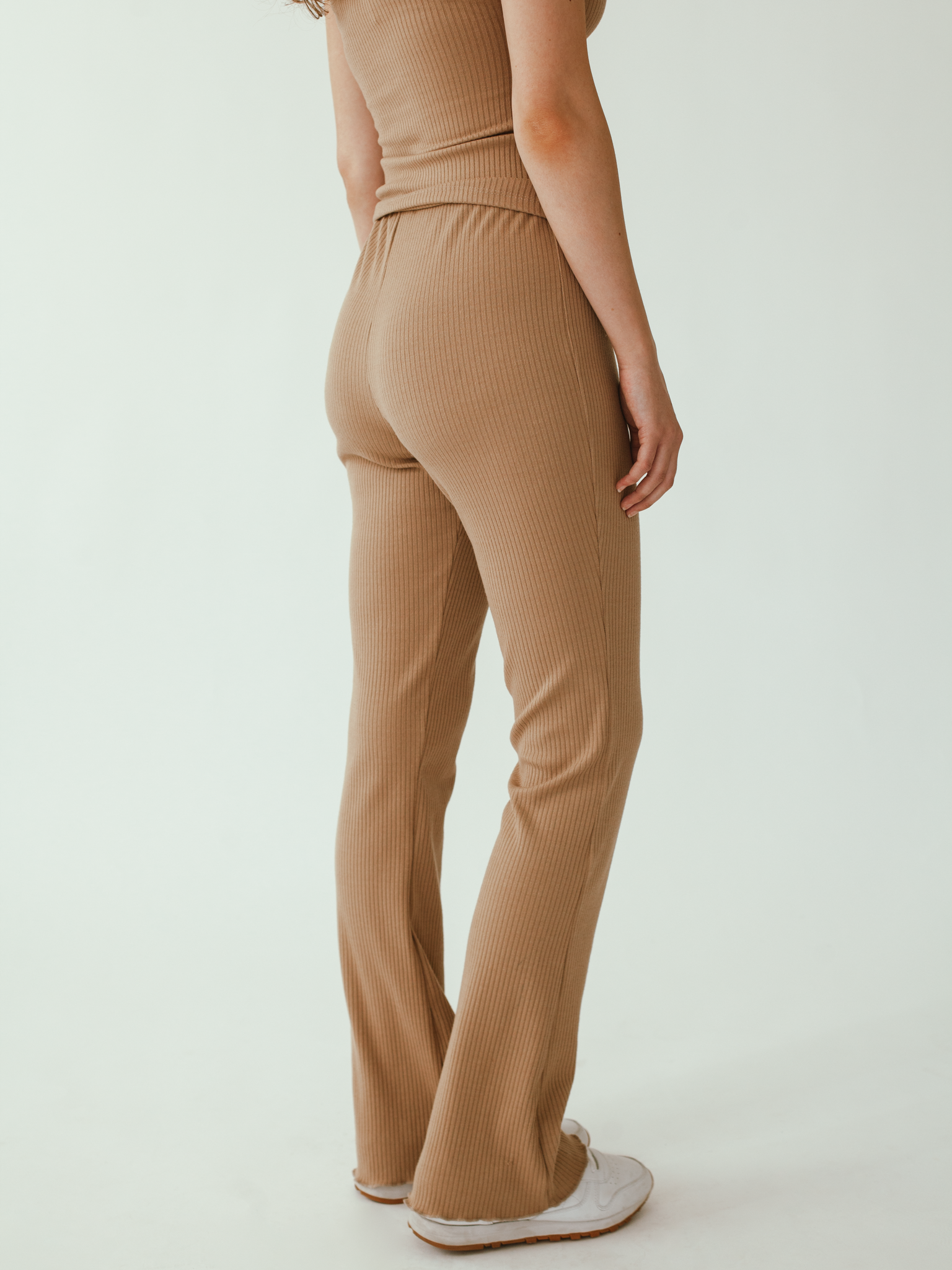 Ribbed Knit Pants in Camel