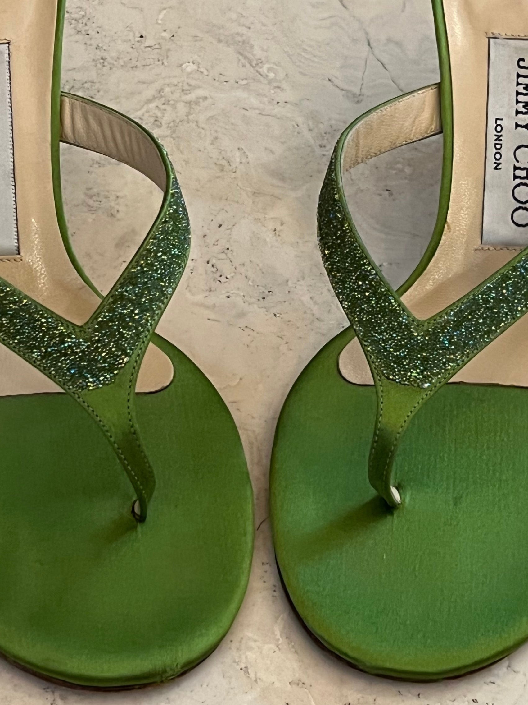 Vintage Jimmy Choo Green Flip Flop Heel