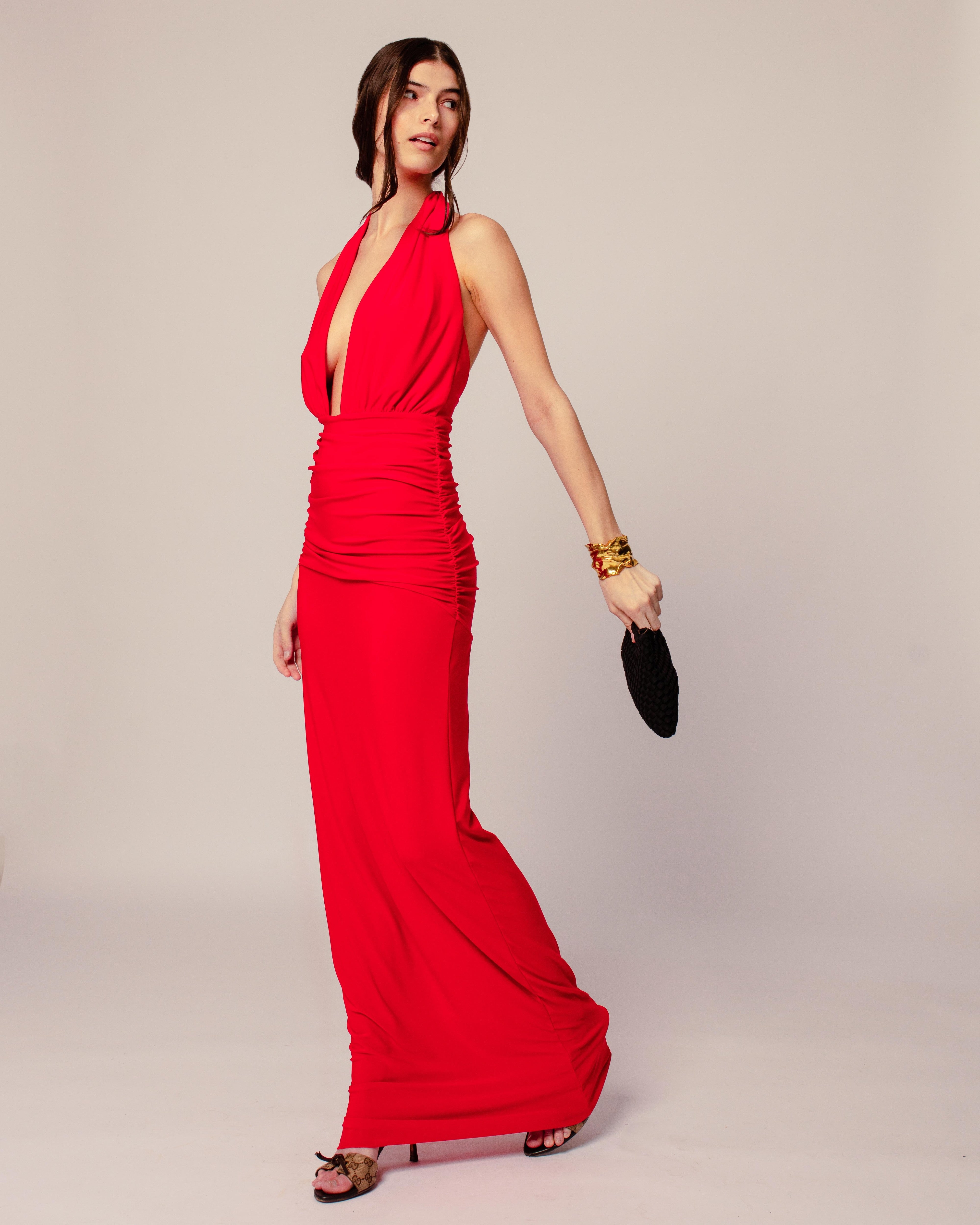 Halter Dress in Candy Apple Red