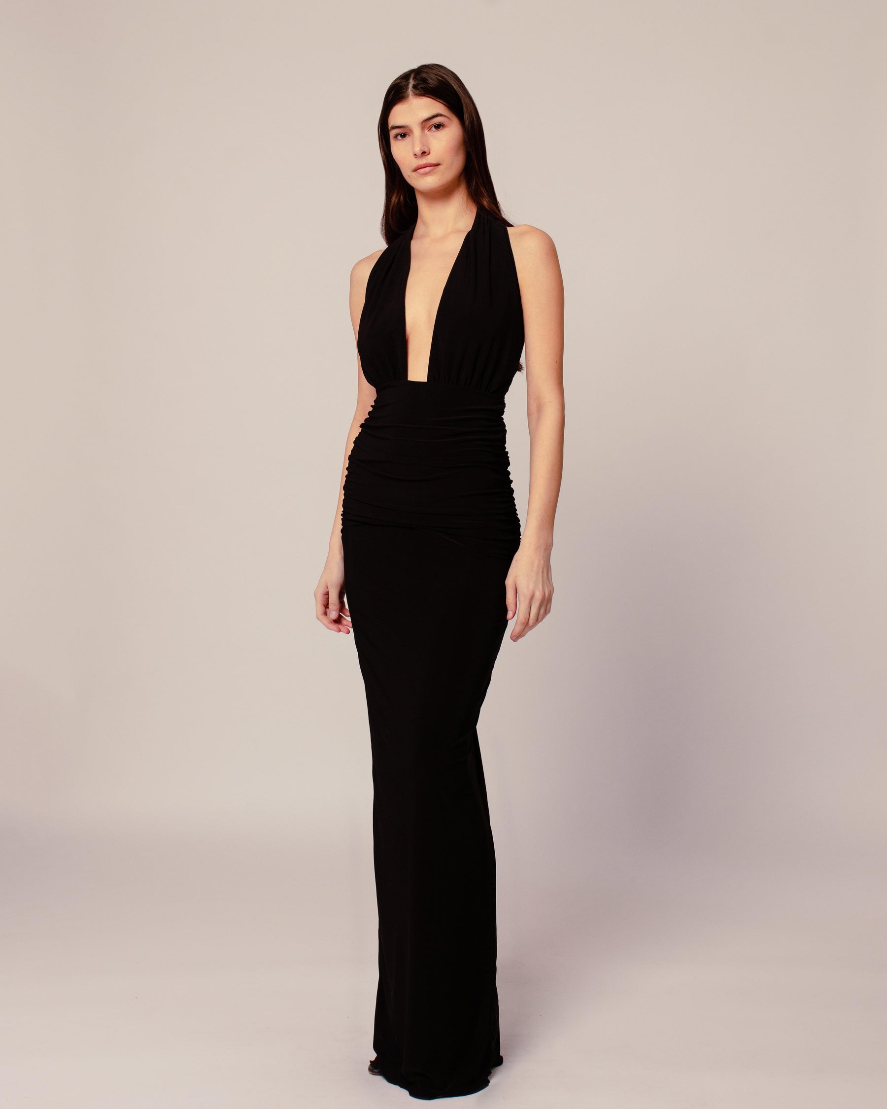 Halter Double Layered Dress-Black